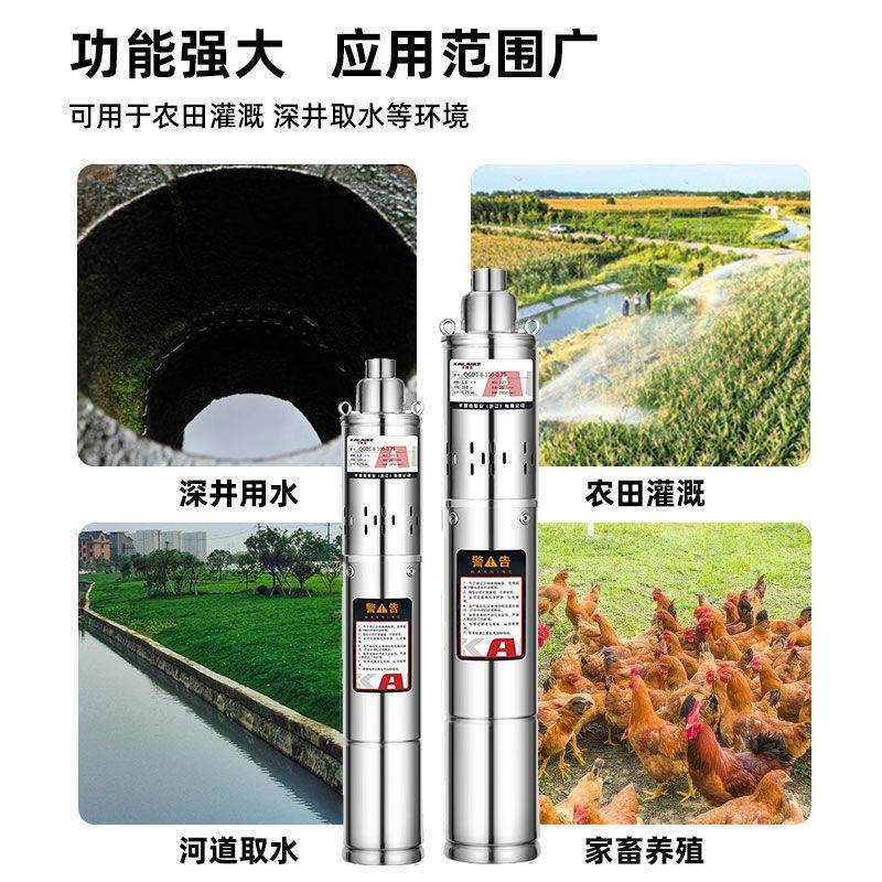 卡莱克深井泵潜水20v高泵扬程不锈钢螺杆泵家用2灌深水井UVO溉抽