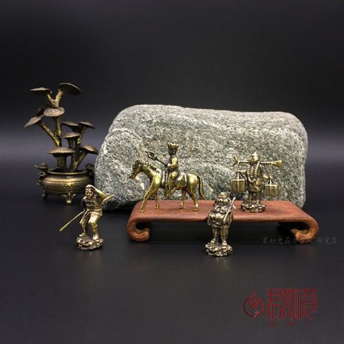 仿古实心黄铜西游记摆件一套 全铜迷你唐僧孙悟空猪八戒沙僧和尚