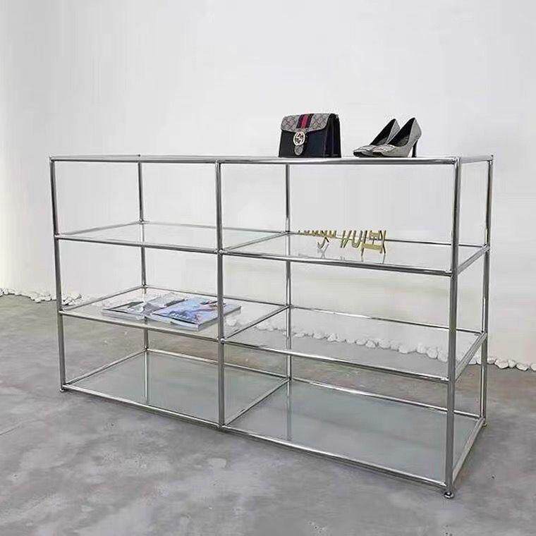 装PHA店鞋子包包品透明玻展璃展示柜台橱窗收纳陈列货架服多层饰