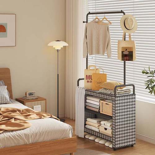 简DVD易帽架落家用多功衣能挂衣架抽屉式防尘地收纳挂包一晾体衣