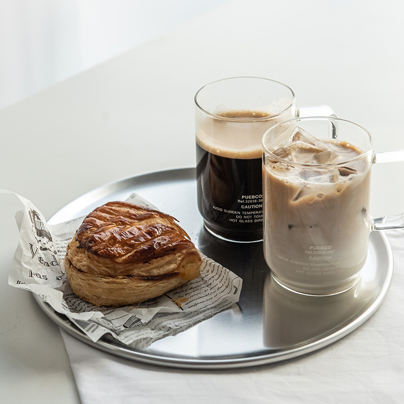 日本PUEBCO铝质圆形金属托盘家用北欧简约平盘桌面收纳首饰盘摆件