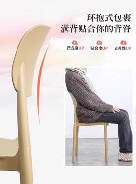 轻奢NVI塑料椅靠用背椅休之闲商黑色凳子吃饭餐厅餐桌椅家用现子