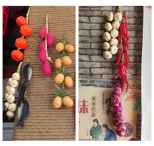 仿真蔬菜水果挂串假玉米辣椒大蒜农家乐饭店装饰品农作物模型挂件