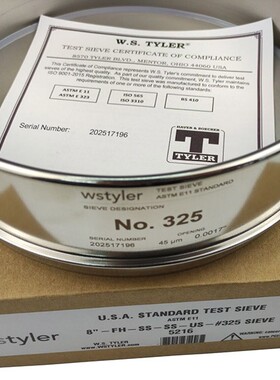 美国泰勒筛tyler不锈钢标准筛试验筛检验筛网4目-635目原装8英寸