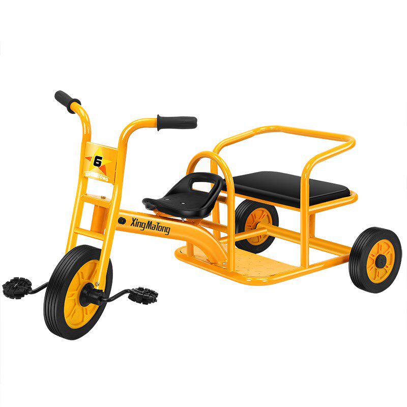 儿童三轮车幼儿园宝宝小孩幼教双人带斗后置车斗筐脚踏踩蹬童车