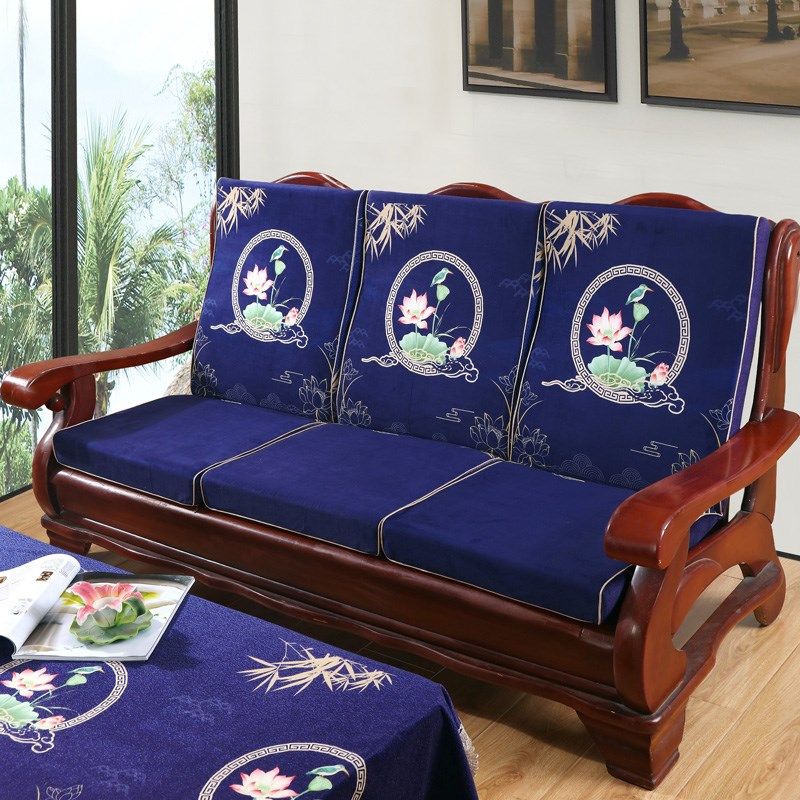 老式红实木沙发垫带靠背加厚防滑可拆洗春秋椅木质坐垫海绵垫子
