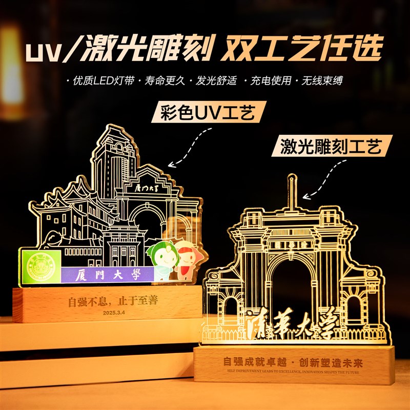 亚克力小夜灯定制企业公司宣传用品来图周年同学聚会学校庆纪念品