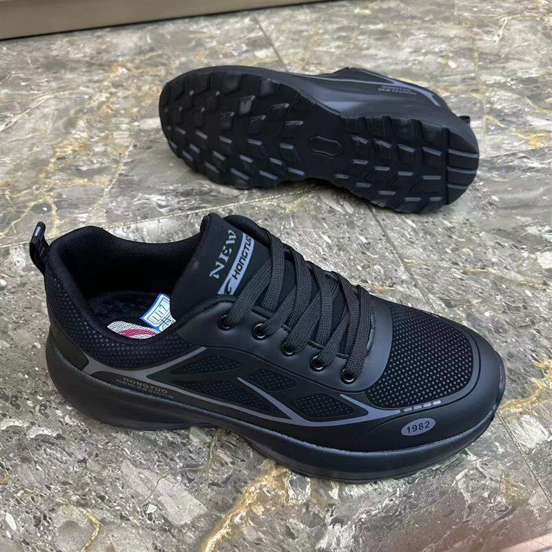 秋冬新款男鞋皮面防水保暖加绒男士休闲鞋潮流轻便防滑耐磨运动鞋