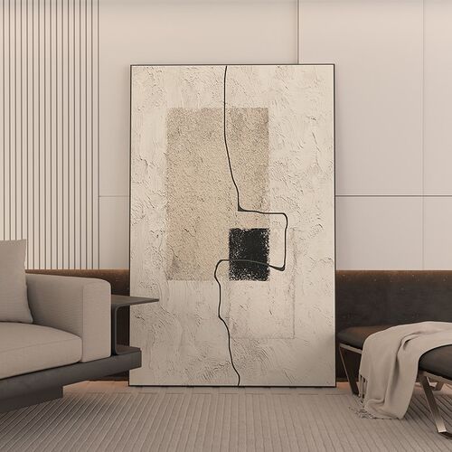 现代简约客厅画沙发背景墙装饰画抽象线条入户玄关挂画侘寂风壁画