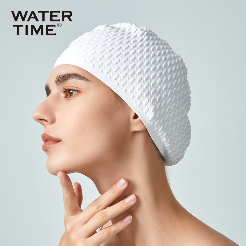 WatebrTime水川泡泡泳帽 男女长发防水硅胶大码颗粒不勒头游泳帽