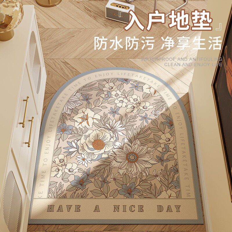 美式田园入户门地垫大尺寸地毯走廊过道防水免清洗pvc皮革防滑垫