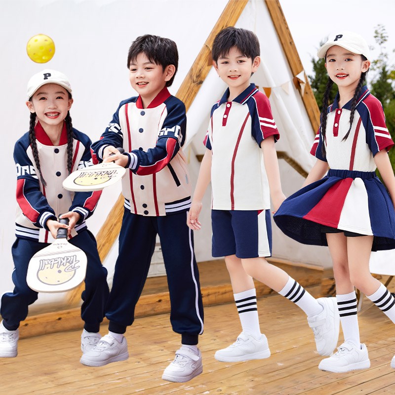 幼儿园园服春秋冬装枣红棒球运动三件套装小学生校服英伦儿童班服