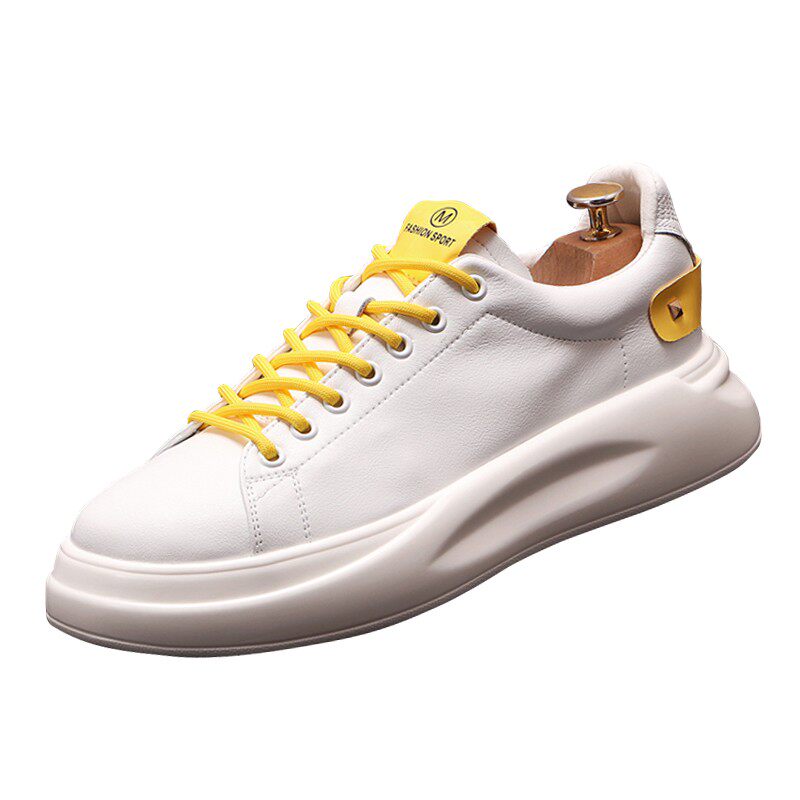 小白鞋男夏季薄款透m气时尚低帮板鞋韩版潮男厚底松糕鞋男士休闲