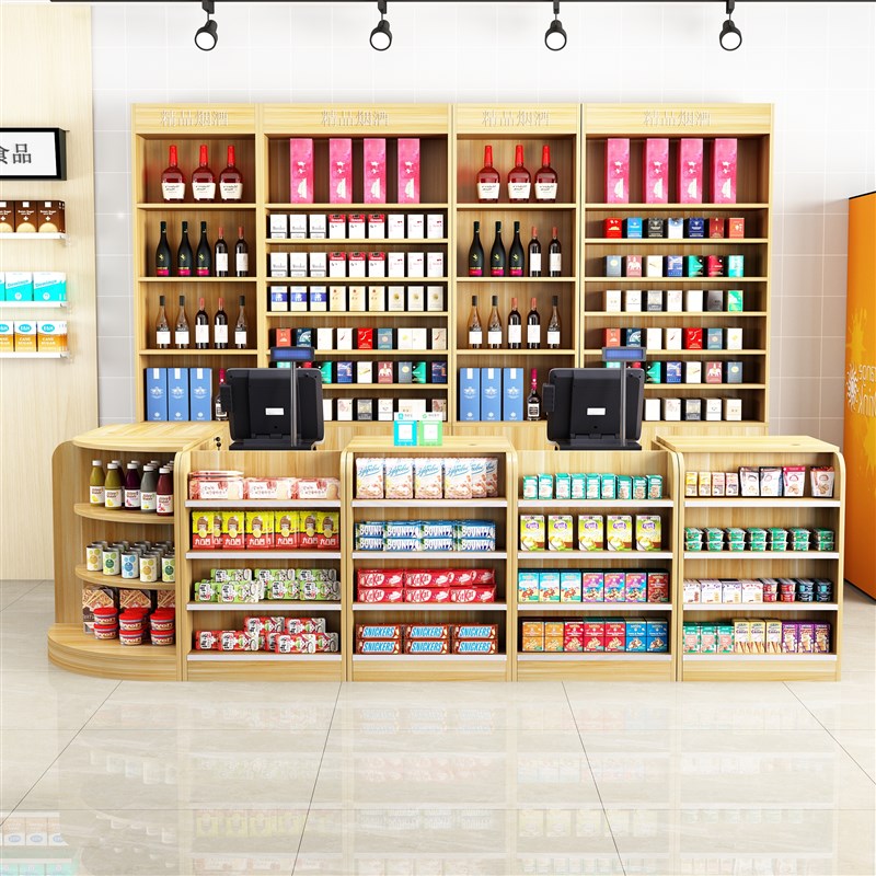 收银台柜台转角便利店简约现代烟柜酒柜一体超市小卖部商用小柜台