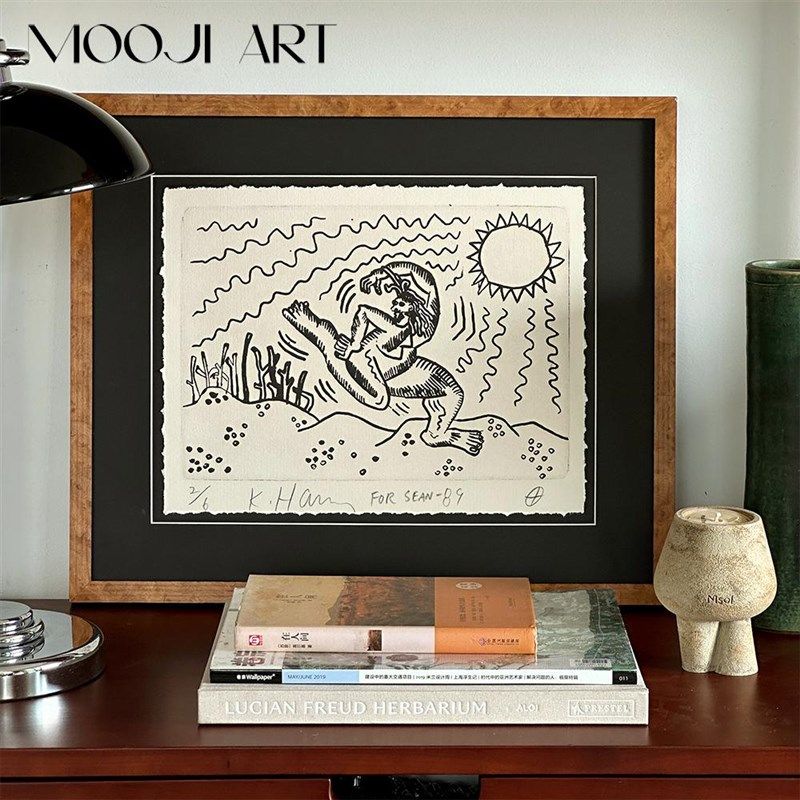 去度假】木吉中古现代风小众艺术装饰画卧室床头挂画客厅沙发壁画