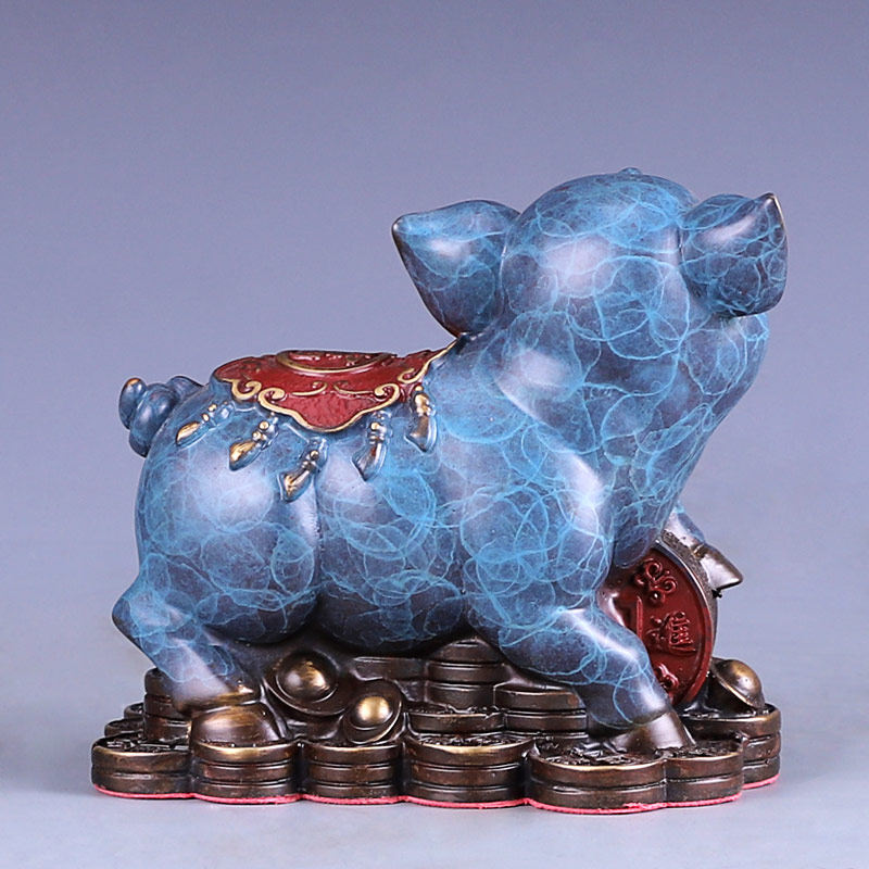 全铜金猪摆件招財猪发r财猪福猪生肖猪聚宝盆猪家居工艺品摆件