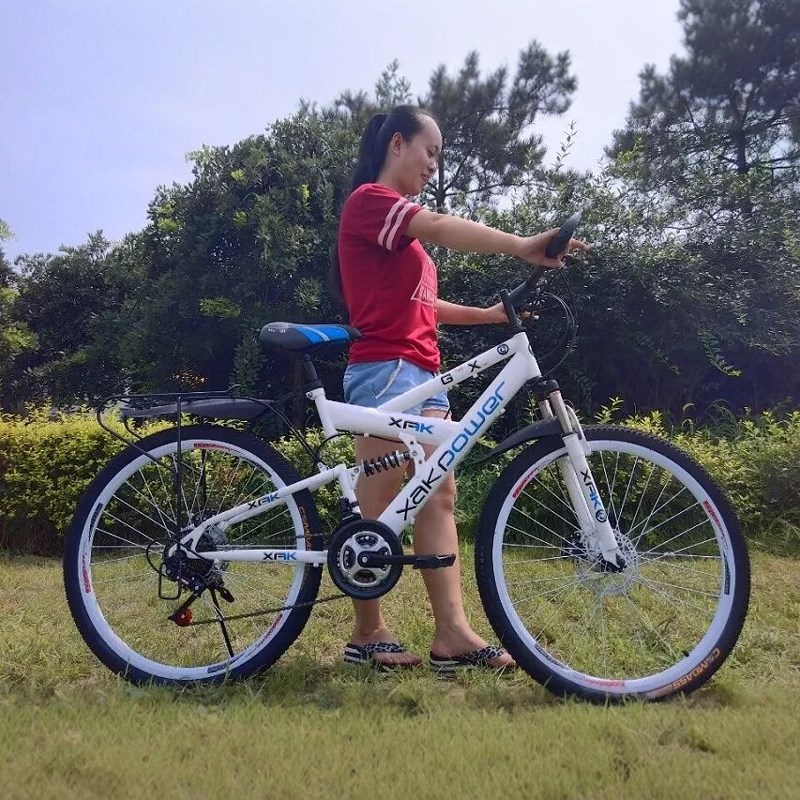 自行车男女变速单车前后双减震双碟刹山地自行车带后座Z带人山地