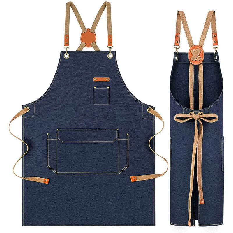 帆布围裙现代简约奶茶咖啡店理发N师工作服家用围裙
