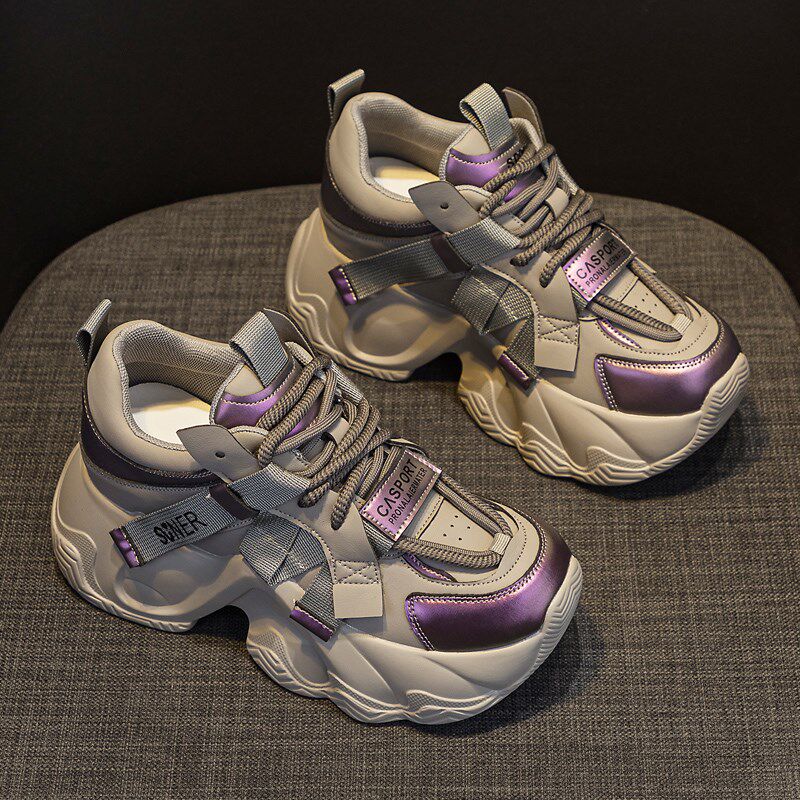 老爹鞋女2024新款厚底内增高爆款百搭秋季34码松糕运动休闲小白鞋