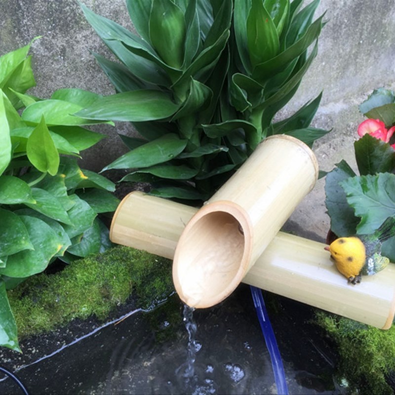 竹子流水 干竹子摆n件造型 鱼缸假山石槽流水过滤摆件 庭院包邮