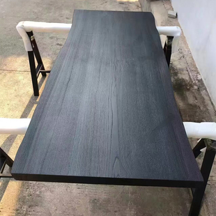 碳化木板桌板茶台k黑色桌面板台面方木墩炭化实木板白蜡木大板定