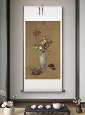 清郎世宁《午瑞图》客厅书房茶室装饰画挂画玄关水墨高清卷轴字画