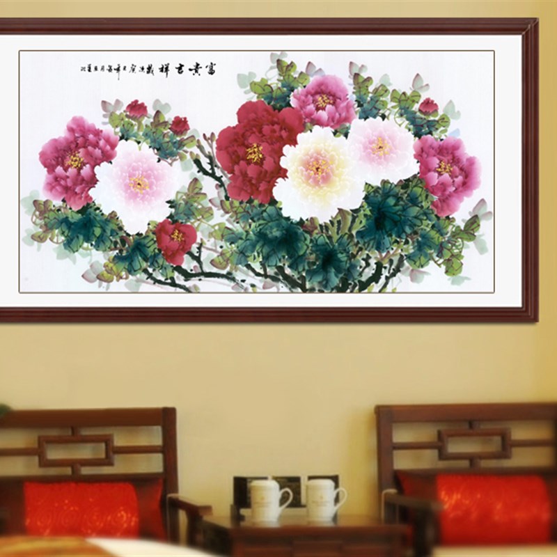 国画花开富贵牡丹花鸟国画水墨画客厅办公室字画已装裱卷轴无画框