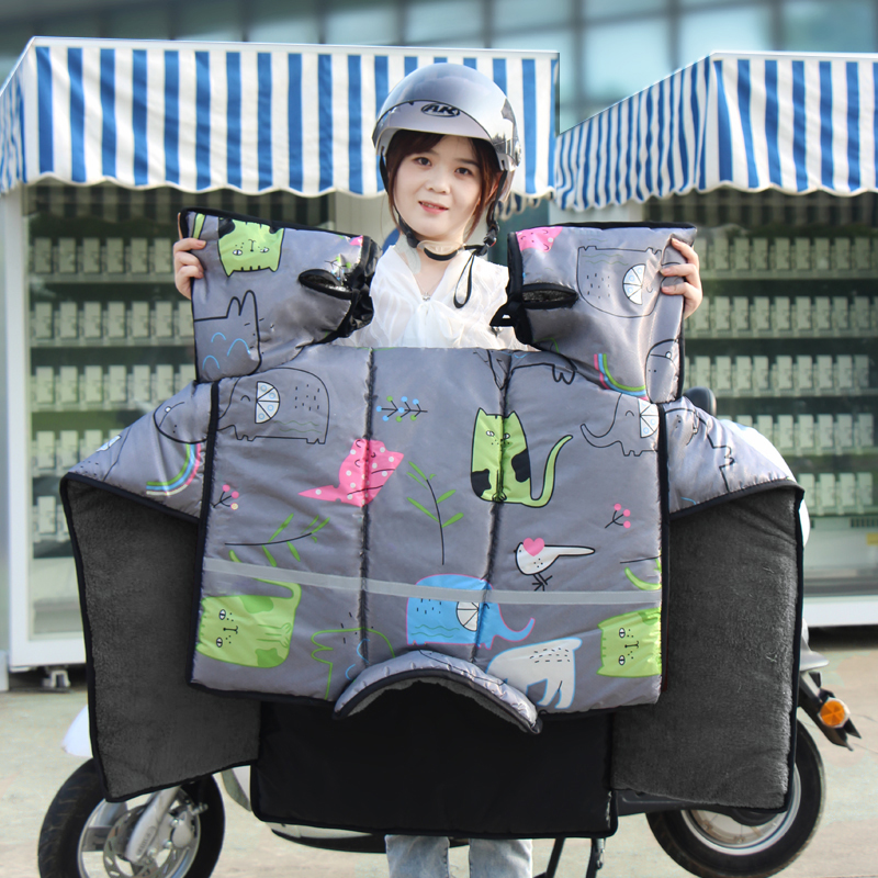 电动车挡风被冬季新款加绒加厚全护肩保暖防寒防风加大连体款