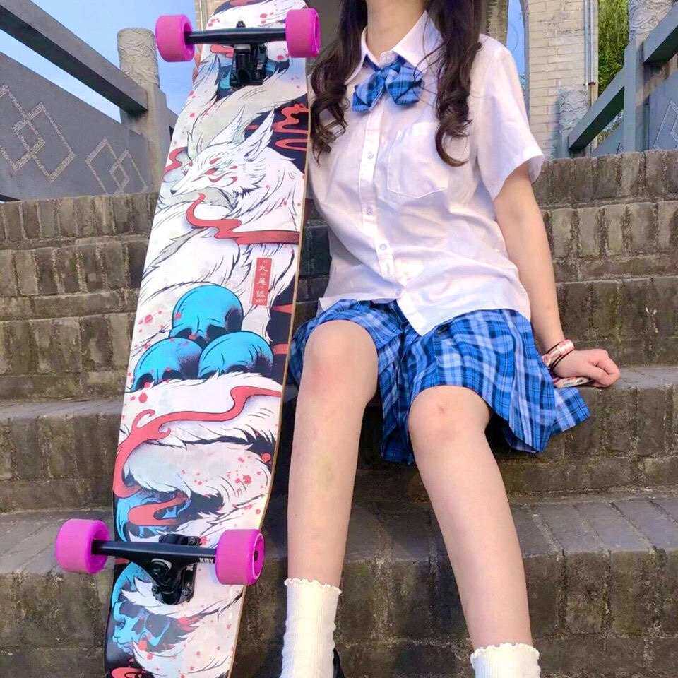 长板滑板女生初学者喵板成年男生青少年大舞板儿童四轮滑板