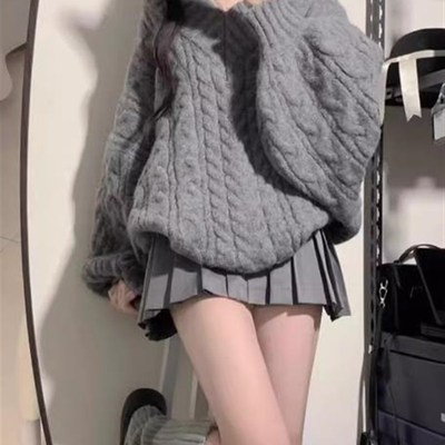 秋冬装搭配一整套高级感炸街小个子甜辣慵懒风毛衣百褶裙两件套装