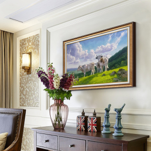牛的装饰画入户玄关装饰画美式玄关柜壁画走廊过道高级感餐厅挂画