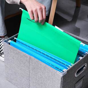 件盒收纳盒卧悬室箱杂物整理办文件收纳袋桌 带盖麻布挂文无品牌