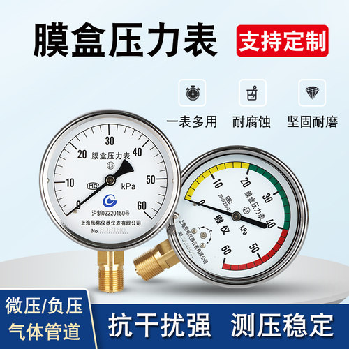 上海彤炜膜盒压力表微压表气压表YE-100天然气kpa膜合表千帕表