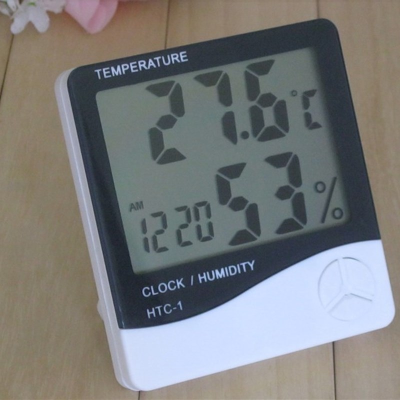 高精度HTC-1室内电子温湿度计/时间/闹钟数显大屏幕/温度计湿度表