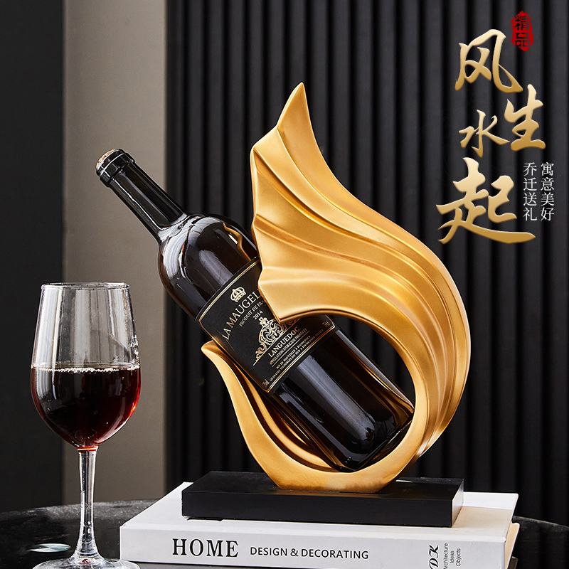 风生水起红酒架摆件轻奢高档家居客厅餐边柜酒柜装饰品高级感软装
