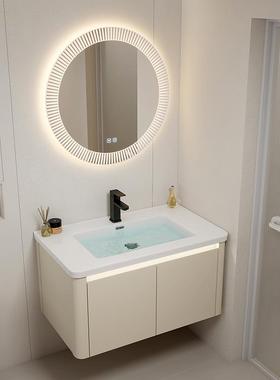 卫太空铝浴室盆组合生间洗手盆圆弧角洗脸一体陶瓷家柜用洗XGE漱