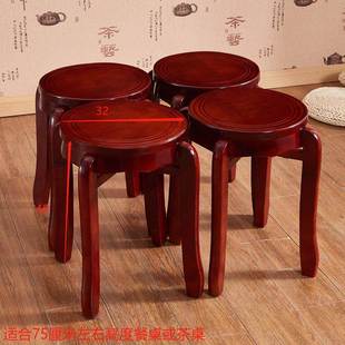 可叠放凳子餐厅板简时约 实木凳子家圆用凳餐IMA桌凳凳尚创意中式