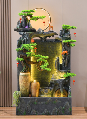 水幕墙客厅流水屏风隔断假山喷泉山水景观庭院户外招财风水轮摆件