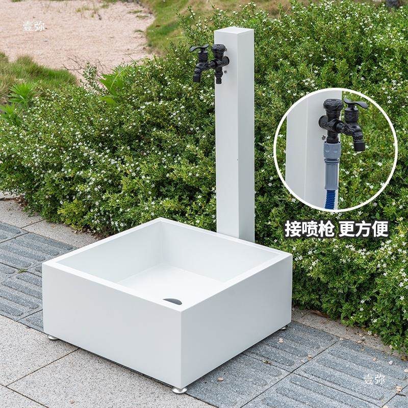 别墅庭院柱水头洗车蓝灰色龙饰防装裂水栓户外立柱立室外不锈钢水