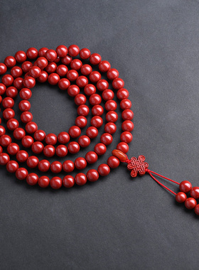 天然朱砂108颗手串男女情侣民族风本命年转运多W圈红朱砂手链