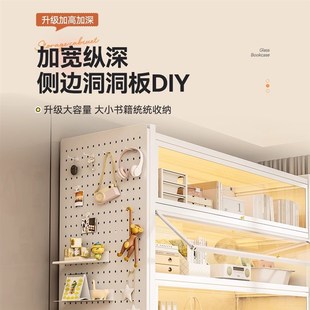 钢制书柜带门玻璃展示柜客厅储物柜靠墙儿童防尘书架置物架铁痛柜