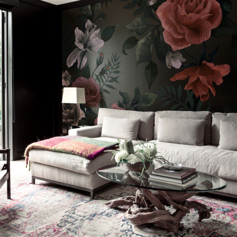 暮云 个性e定制壁画 现代时尚玫瑰大花 卧室客厅沙发背景墙壁纸
