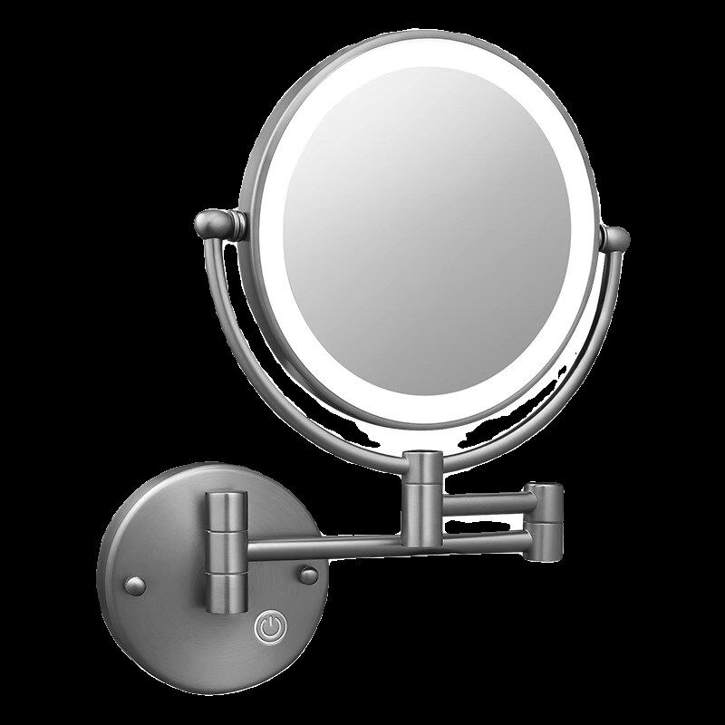 浴室化妆镜带LED灯壁挂式铜美容B镜酒店旋转折叠伸缩梳妆镜免打孔