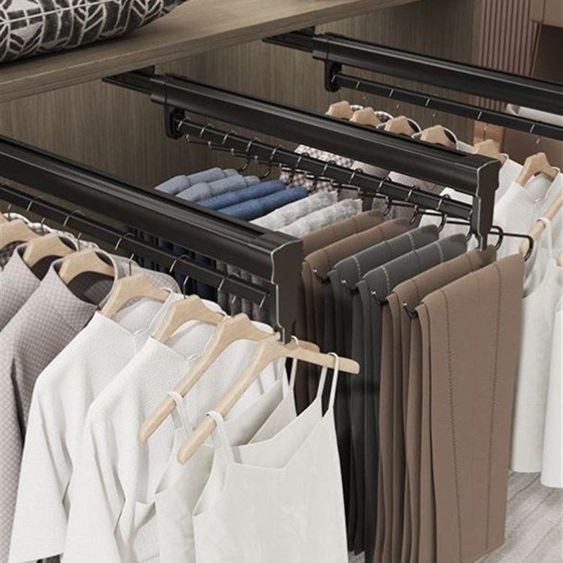 衣柜伸缩式抽拉裤架衣橱抽拉式伸缩裤架静音阻尼轨道收新疆包邮,基础建材,衣柜拉篮,淘宝优惠券,粉丝福利购,淘宝优惠卷
