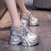 女202n5新款 爆款 百搭夏季 内增高小白鞋 厚底松糕网面透气老爹鞋 薄