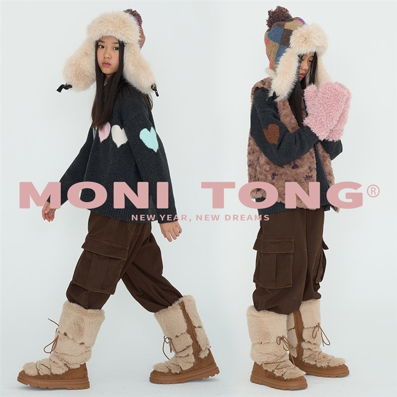 MONI 彩色爱心开衫/富贵毛毛环保皮草马甲