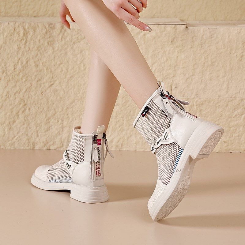 网纱透气凉靴2024新款春夏薄款短靴镂空网靴夏季软底凉鞋平底女鞋,女鞋,马丁靴,淘宝优惠券,粉丝福利购,淘宝优惠卷