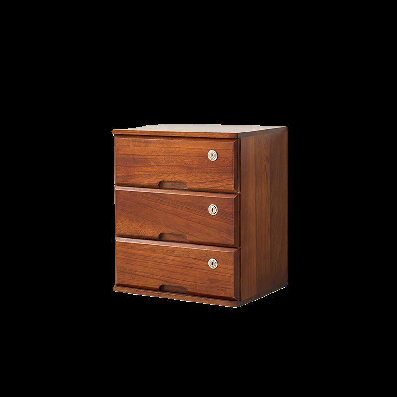 实木抽屉式带锁收纳盒大容量钱箱子办公文件柜宿舍桌面杂物整理柜