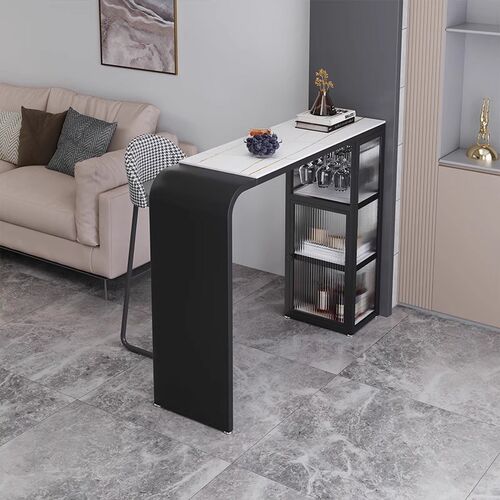 定制吧台桌岩板客l厅隔断柜小书桌家庭吧台餐边柜一体阳台高脚桌