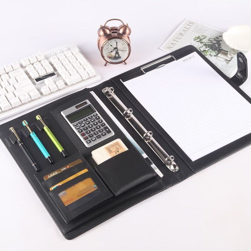 如晨商务文件夹板A4多功能活页经理夹/4S汽车销售夹/销讲夹黑色-